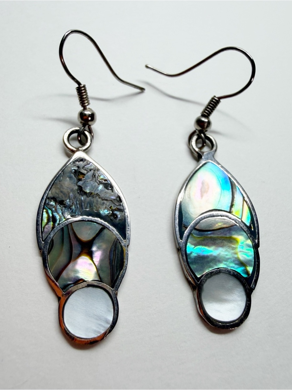 Abalone Shell Inlay Dangle Drop Earrings